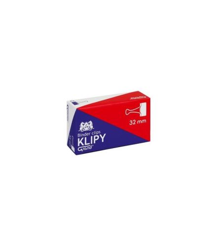 Klipsy do papieru, metalowe klipy czarne 32mm GRAND, 12 sztuk