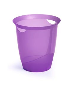 Kosz na odpady DURABLE TREND, plastikowy kosz na śmieci biurowe 16l, fioletowy-przezroczysty