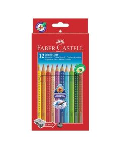 Kredki Faber Castell Grip, trójkątne ołówkowe, 12 szt + temperówka