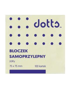 Karteczki samoprzylepne DOTTS 75x75 żółty, bloczek 100 kartek