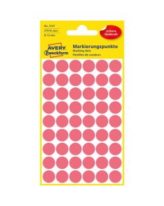 Etykiety Avery Zweckfrom, kółka samoprzylepne, 270 etyk, Ø12mm, czerwone odblaskowe