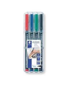 Foliopis Lumocolor, F, marker wodoodporny, zestaw 4 kolorów w etui box, Staedtler