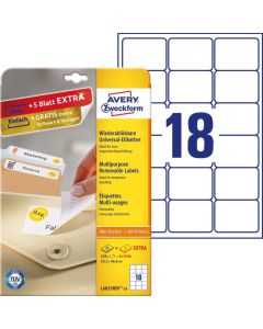 Etykiety uniwersalne L6025REV-25 63,5x46,6 30ark Usuwalne, Avery Zweckform (X)