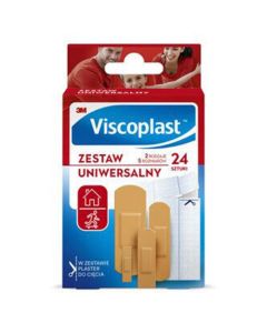 Zestaw plastrów VISCOPLAST, 24szt., 2rodzaje/5rozmiarów mix kolor UNIWERSALNE 4054596798328