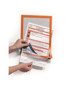 Ramka magnetyczna, samoprzylepna, A4, uchylna, DURAFRAME, 2 sztuki, Pomarańcz