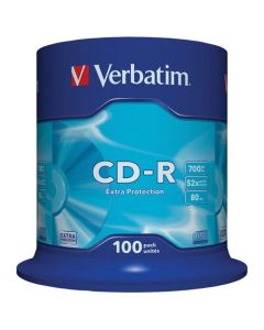 Płyty VERBATIM, płyta CD-R cake box 100, 700MB 52x, ekstra ochrona