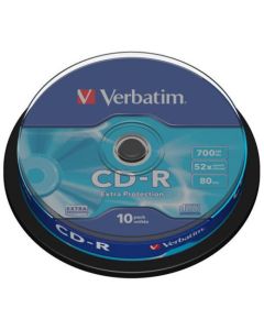 Płyty VERBATIM, płyta CD-R cake box 10, 700MB 52x, ekstra ochrona
