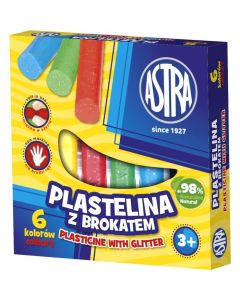 Plastelina Astra z brokatem 6 kolorów, 303109001