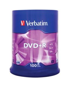 Płyty VERBATIM, płyta DVD+R cake box 100, 4.7GB 16x, Matt Silver