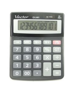 Kalkulator biurowy VECTOR KAV CD-2401 BLK, 12-cyfrowy, 103x130mm, czarny