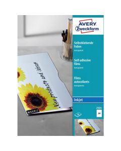 Przezroczyste folie samoprzylepne 2501 A4, 50ark powlekane, grubość 0,17 mm, Avery Zweckform (X)