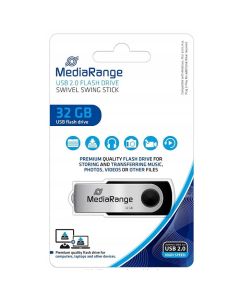 Pamięć Pendrive MediaRange 32GB USB 2.0, obracany, srebrno-czarny, MR911
