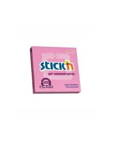 Karteczki samoprzylepne Stickn, 76x76 mm, 360 stopni różowy 100 kartek