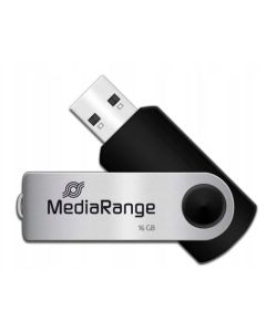 Pamięć Pendrive MediaRange 16GB USB 2.0, obracany, srebrno-czarny, MR910