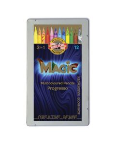 Kredki wielokolorowe, bezdrzewne, Koh-i-noor PROGRESSO MAGIC 8772, 12 kolorów