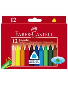 Kredki świecowe, Faber Castell trójkątne op. kart. 12 sztuk