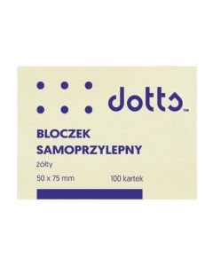 Bloczek samoprzylepny DOTTS 50x75 żółty 100 kartek (NS50/75/D)