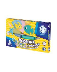 Modelina Astra 6 kolorów pastelowych z brokatem