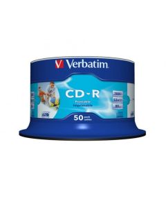 Płyta VERBATIM CD-R cake box 50, 700MB 52x AZO Wide Inkjet Printable-no ID