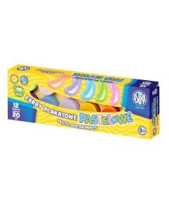 Farby plakatowe pastelowe Astra 12 kolorów - 20 ml, 301118001