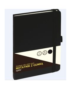 Notatnik z gumką A6 czarny kratka 150-1399 GRAND