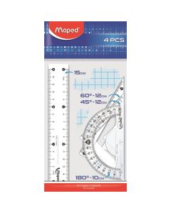 Zestaw geometryczny Maped Start: Linijka 15 cm, 2 ekierki, kątomierz