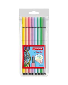 Flamastry STABILO Pen 68, pisaki pastel etui 8 sztuk