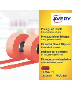 Etykiety cenowe, etykiety do metkownic, jednorzędowe, 10 rolek 12x26mm, czerwone