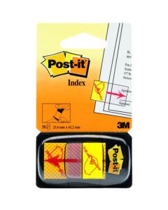 Zakładki indeksujące, samoprzylepne Post it „ręka+ołówek 680-31 PP, 25x43mm, 50 kart.