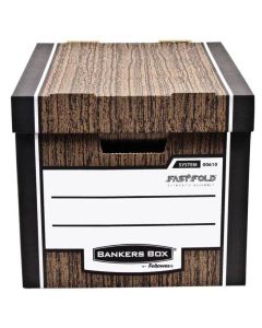 Pudła archiwizacyjne WOODGRAIN, na 4 pudełka 8cm, pojemniki zamykane na dokumenty, brązowe, 2 sztuki