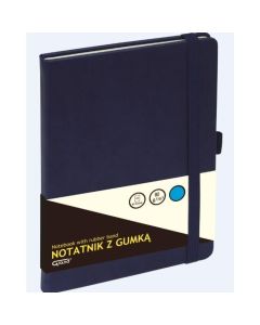 Notatnik z gumką A6 granatowy kratka 150-1400 GRAND