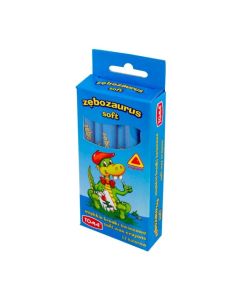 Kredki szkolne świecowe ZĘBOZAURUS 10cm SOFT- 12 kolorowe, trójkątne mix TO-559 Toma