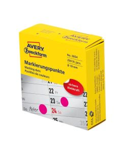 Etykiety Avery Zweckfrom, kółka samoprzylepne, trwałe, 250 szt. / rolka, Ø19 mm, różowe