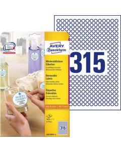 Usuwalne etykiety okrągłe L6019REV-25 Q10 25ark. Avery Zweckform