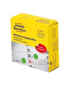 Kółka do zaznaczania zielone 3855 Q19 w rolce trwałe, 250 szt./rolka, Avery Zweckform