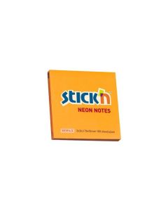 Karteczki samoprzylepne Stickn, 76x76 mm, pomarań. neonowy