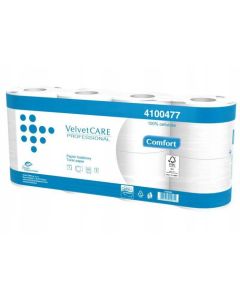 Papier toaletowy celuloza, 2 warstwy, biały, 27,5m - 250 listków (8szt) VELVET PROFESSIONAL Comfort 4100477