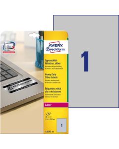 Etykiety znamionowe L6013-20 210 x 297 20 ark. poliestrowe, srebrne Avery Zweckform
