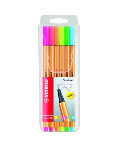 Cienkopisy STABILO point 88, zestaw neon etui 6 sztuk