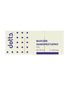 Karteczki samoprzylepne DOTTS 40x50 żółty, bloczek 100 kartek x 3 sztuki