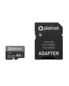 Karta pamięci Micro SDhc + adapter 64GB class10 UIII A1 90MB/s Platinet PMMSDX64UIII