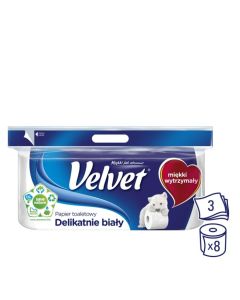 Papier toaletowy VELVET 3 warstwy (8szt.) biały 4100451 153.133