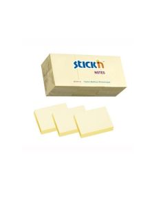 Karteczki samoprzylepne Stickn, 38x51mm żółty pastel 12 notesów po 100 kartek